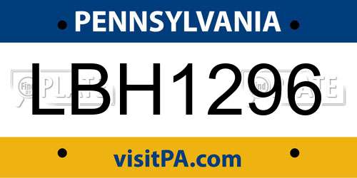 LBH1296 Pennsylvania License Plate