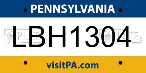 LBH1304 Pennsylvania License Plate