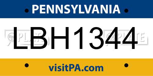 LBH1344 Pennsylvania License Plate