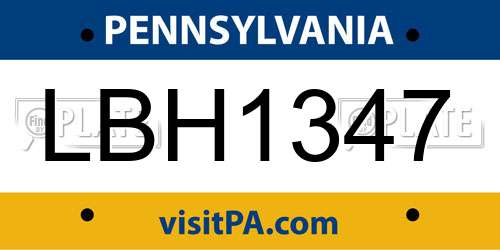 LBH1347 Pennsylvania License Plate