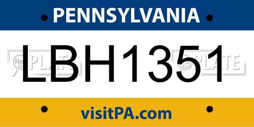 LBH1351 Pennsylvania License Plate
