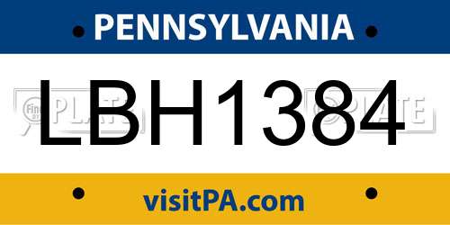 LBH1384 Pennsylvania License Plate