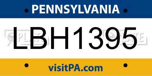 LBH1395 Pennsylvania License Plate