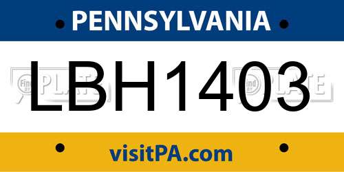 LBH1403 Pennsylvania License Plate