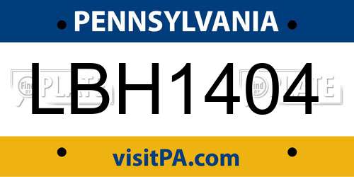 LBH1404 Pennsylvania License Plate