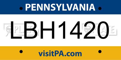 LBH1420 Pennsylvania License Plate