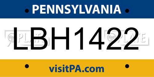 LBH1422 Pennsylvania License Plate