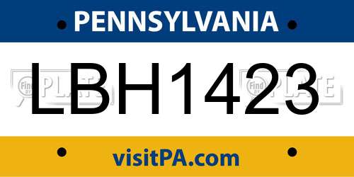 LBH1423 Pennsylvania License Plate