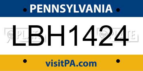 LBH1424 Pennsylvania License Plate