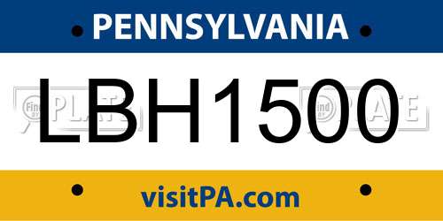 LBH1500 Pennsylvania License Plate