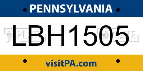 LBH1505 Pennsylvania License Plate