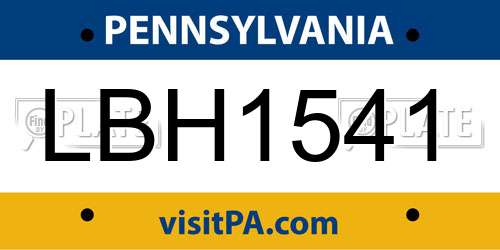LBH1541 Pennsylvania License Plate