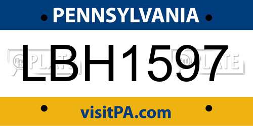 LBH1597 Pennsylvania License Plate
