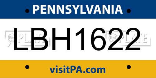 LBH1622 Pennsylvania License Plate