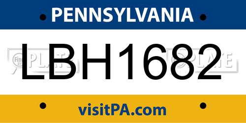 LBH1682 Pennsylvania License Plate
