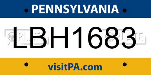 LBH1683 Pennsylvania License Plate
