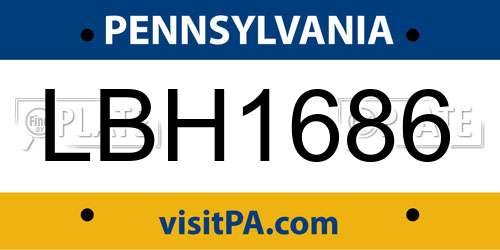 LBH1686 Pennsylvania License Plate