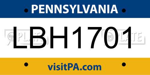 LBH1701 Pennsylvania License Plate