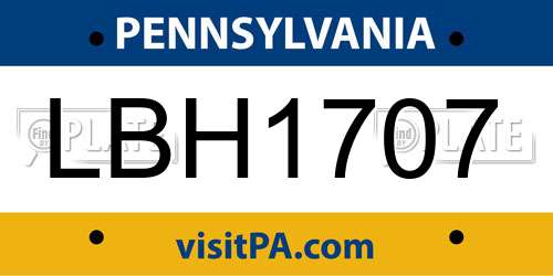 LBH1707 Pennsylvania License Plate