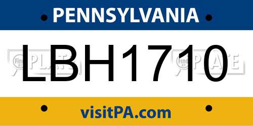 LBH1710 Pennsylvania License Plate