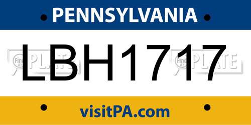 LBH1717 Pennsylvania License Plate