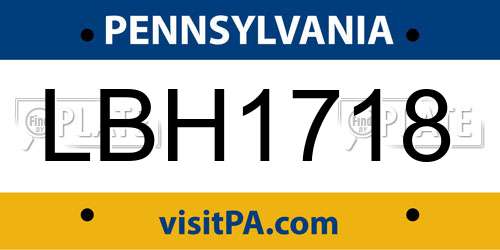 LBH1718 Pennsylvania License Plate