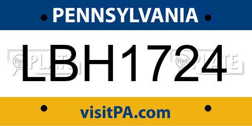 LBH1724 Pennsylvania License Plate
