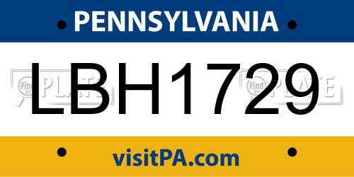 LBH1729 Pennsylvania License Plate