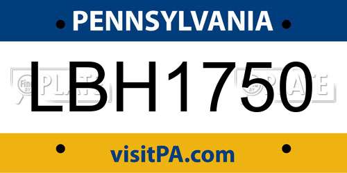 LBH1750 Pennsylvania License Plate