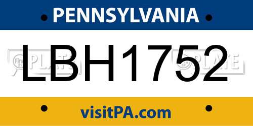 LBH1752 Pennsylvania License Plate