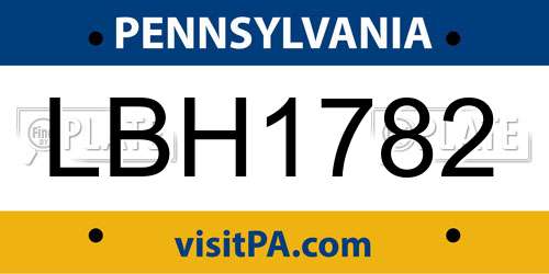 LBH1782 Pennsylvania License Plate