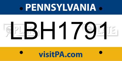 LBH1791 Pennsylvania License Plate