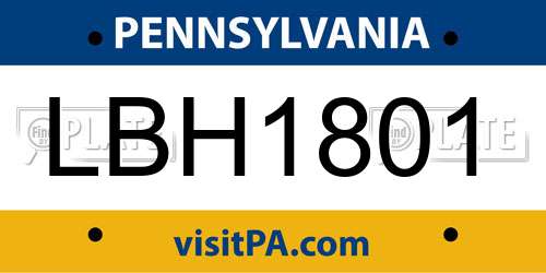 LBH1801 Pennsylvania License Plate