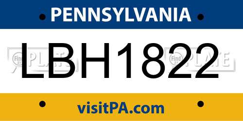 LBH1822 Pennsylvania License Plate