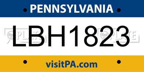LBH1823 Pennsylvania License Plate