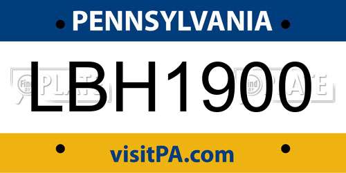 LBH1900 Pennsylvania License Plate