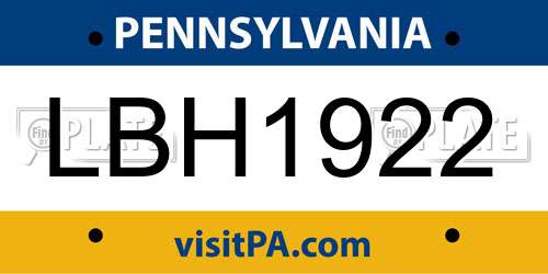 LBH1922 Pennsylvania License Plate