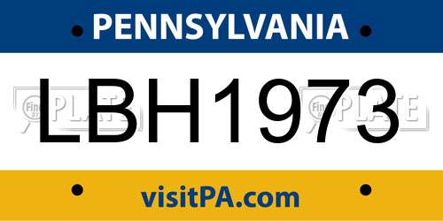 LBH1973 Pennsylvania License Plate