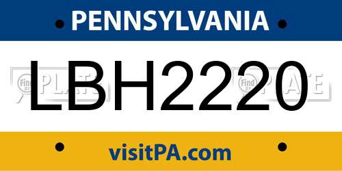 LBH2220 Pennsylvania License Plate