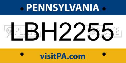 LBH2255 Pennsylvania License Plate