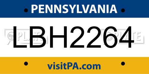 LBH2264 Pennsylvania License Plate