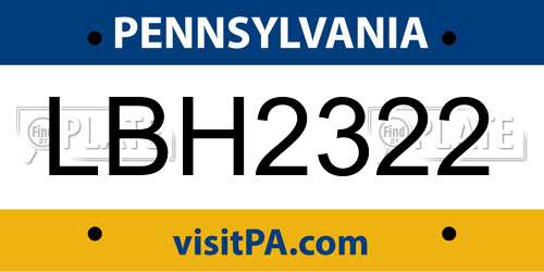 LBH2322 Pennsylvania License Plate