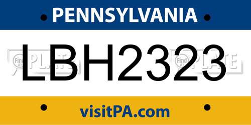 LBH2323 Pennsylvania License Plate