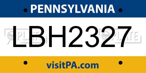 LBH2327 Pennsylvania License Plate