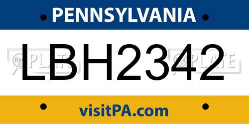 LBH2342 Pennsylvania License Plate