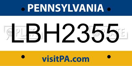 LBH2355 Pennsylvania License Plate