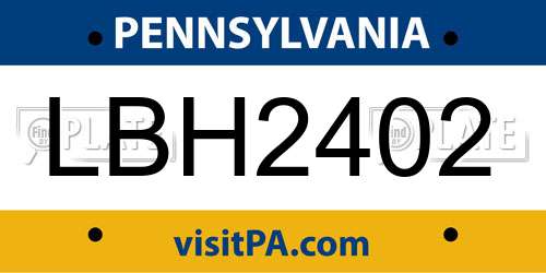 LBH2402 Pennsylvania License Plate