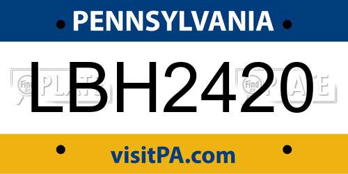 LBH2420 Pennsylvania License Plate