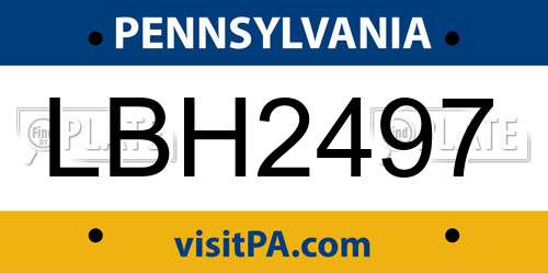 LBH2497 Pennsylvania License Plate