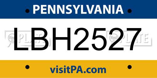 LBH2527 Pennsylvania License Plate
